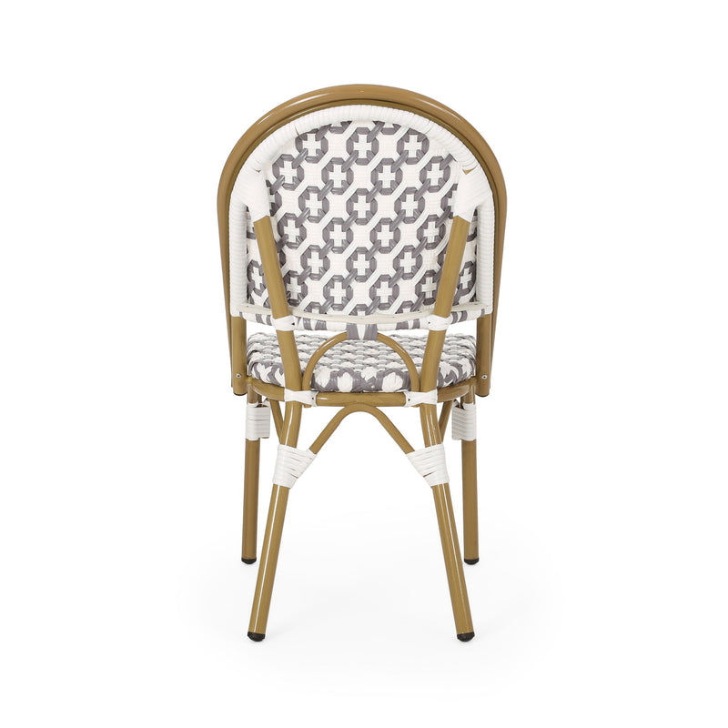 Chic French Bistro Chair With Durable Rattan And Aluminum Frame