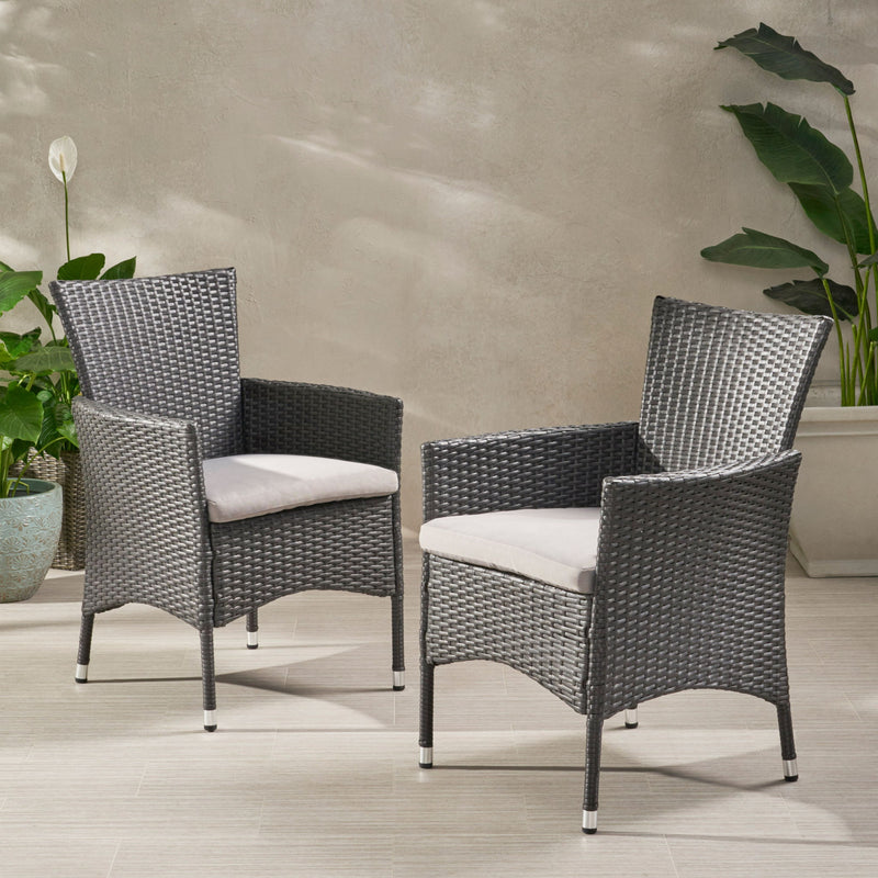 Dimensional Outdoor Dining Chair With Cushion Seat And Iron Frame (Set of 2)