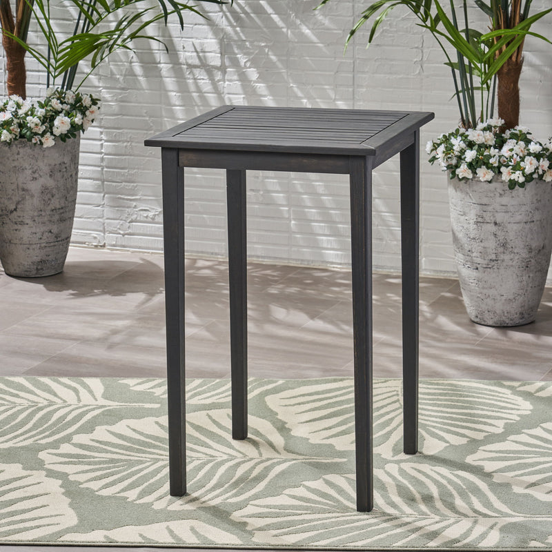 Outdoor Minimalist Acacia Wood Square Bar Table