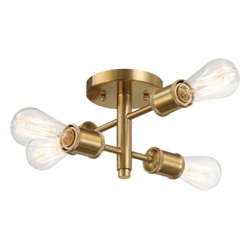 Ephemeral - 4 Lights Semi Flush Mount Ceiling Pendant - Antique Brass / Clear / Gold