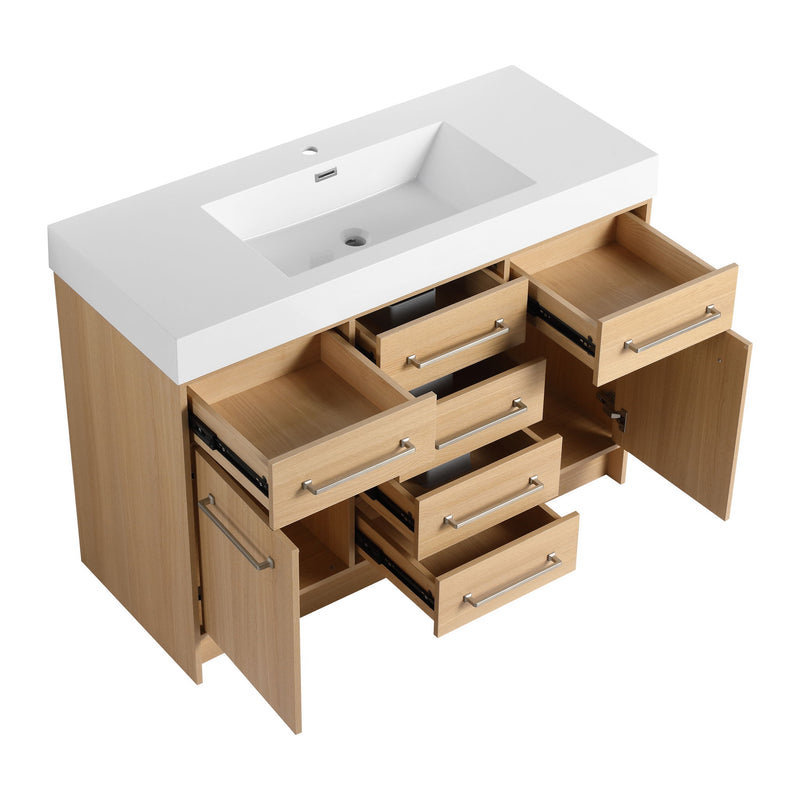 Freestanding Bathroom Vanity With Resin Sink, Soft-Closing Doors And Drawers