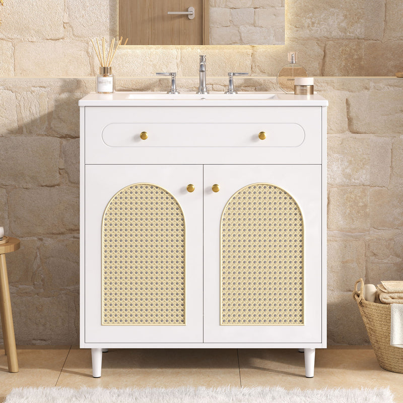 Modern Bathroom Vanity With Sink, Cabinet With Adjustable Shelf