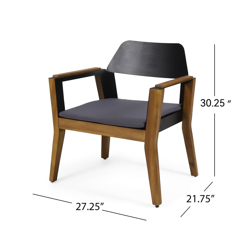Soho - Transitional Style Outdoor Club Chair (Set of 2) With Cushions - Teak