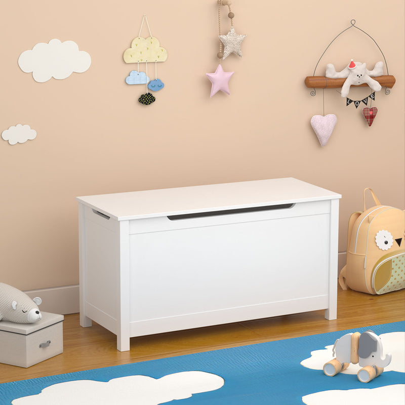 Toy Box Storage With Safety Hinged Lid