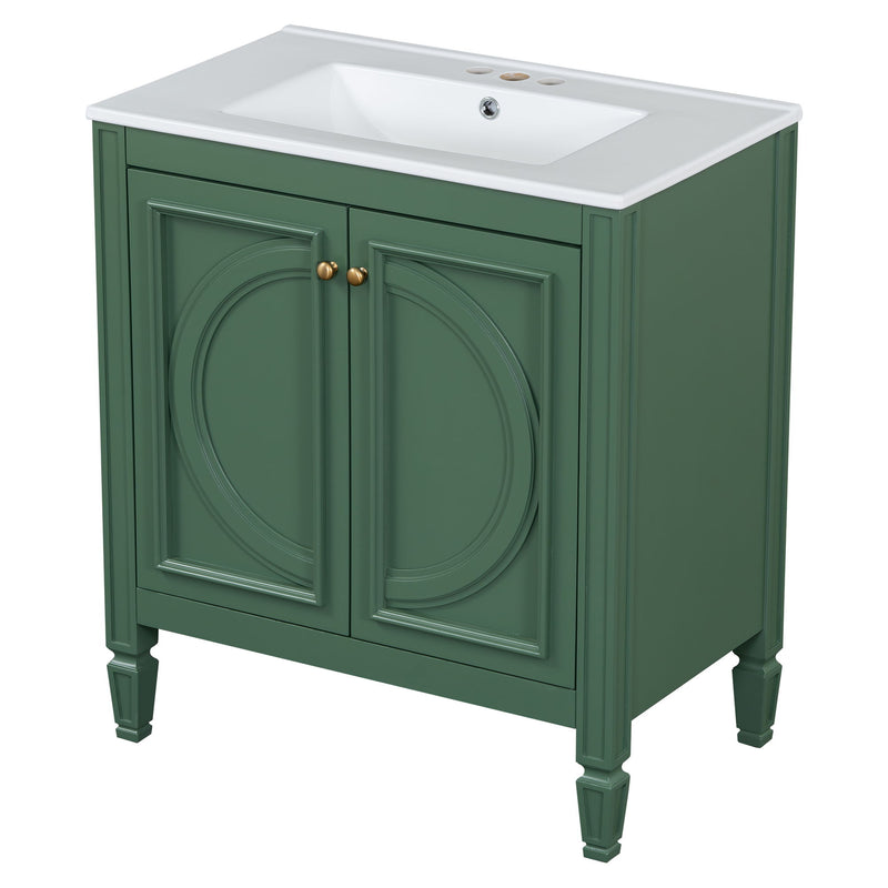 Bathroom Vanity With Sink With 2 Doors And Adjustable Shelf