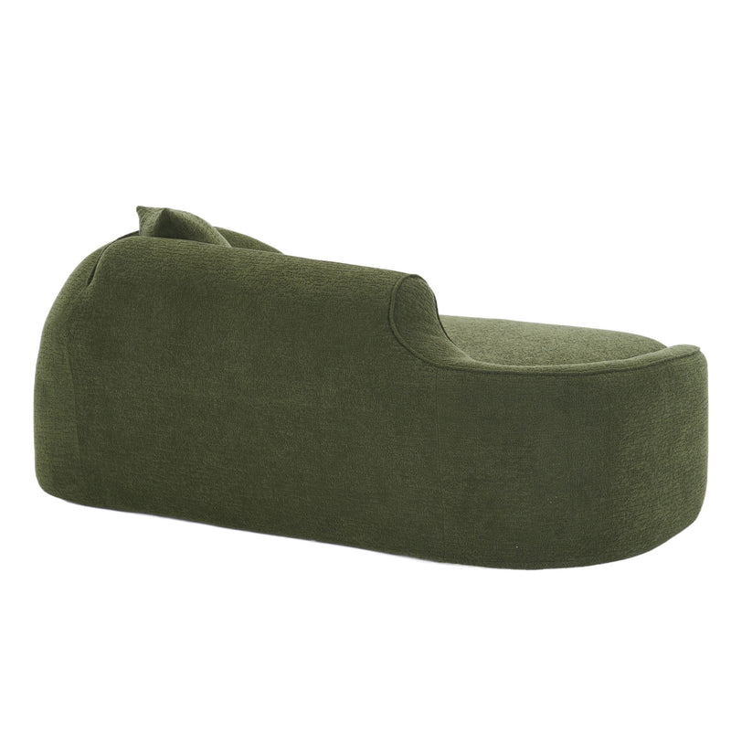 Compression Curved Chaise Longue Chair Indoor Loveseat Sofa Bed With Deep Seat And Pillow - Green