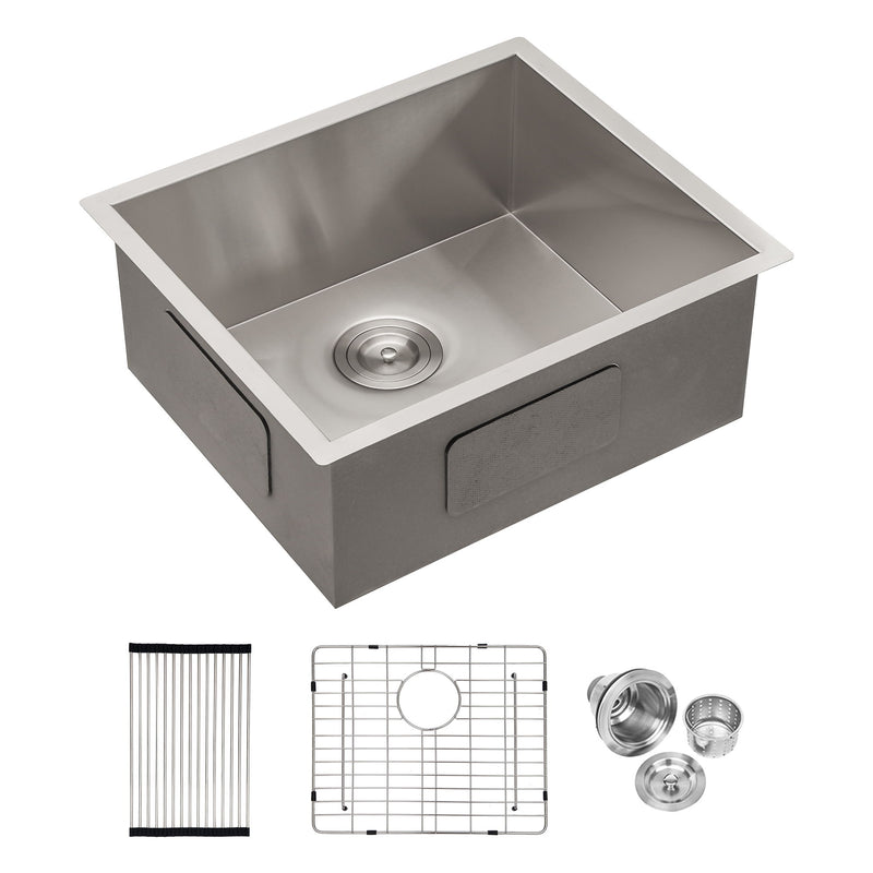 Modern Undermount Stainless Steel Kitchen Sink 16 Gauge, Deep Single Bowl