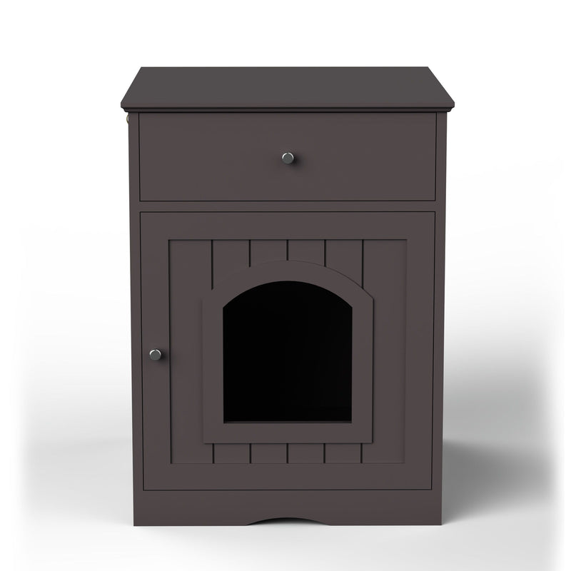 Pet House Cat Litter Box Enclosure With Drawer, Side Table