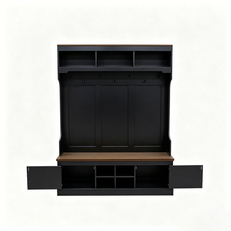Farmhouse Hall Tree With Bench And Shoe Storage