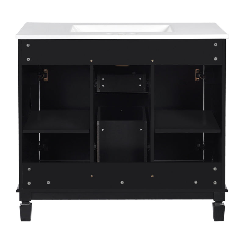 Bathroom Vanity With Top Sink, Basin On Cabinet With 2 Soft Closing Doors And 2 Drawers