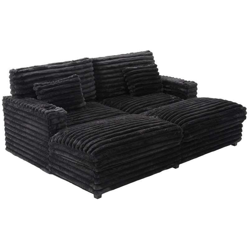 Oversized Double Chaise Lounge Sofa With USB Ports And Cup Holders