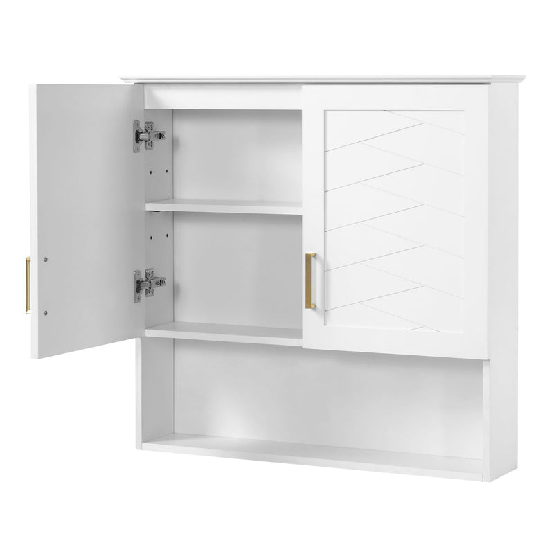 30" Bathroom Cabinet With Adjustable Shelf, Wall Mounted Medicine Cabinet - White