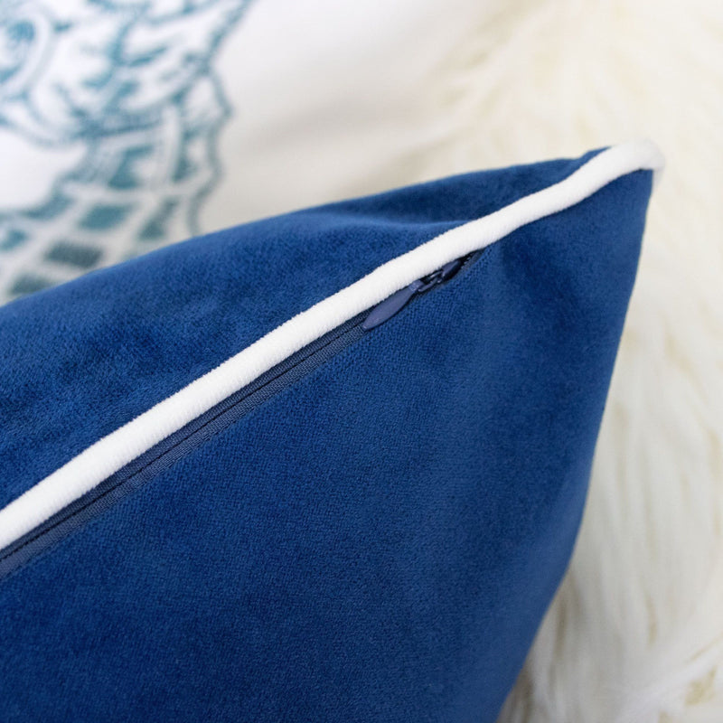 Liz Mermaid Pillow Cover With Matching Back And Hidden Zipper - Indigo
