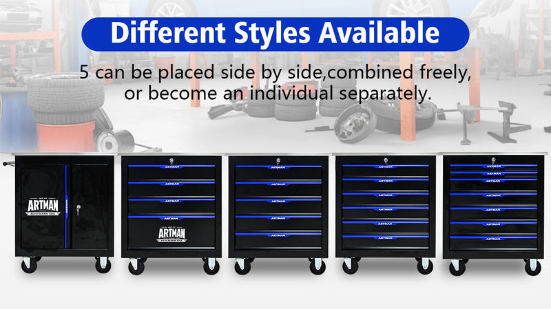 Movable Lockable Double Door Partition With Lock Multi Functional Hardware Storage Tool Car Auto Repair Locker - Black / Blue