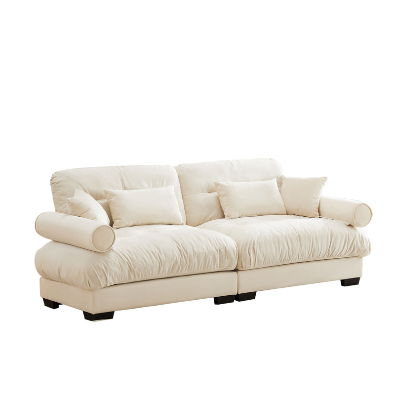 Modern Oversize Sofa With Cloud Like Comfort, Featuring Waist And Throw Pillows