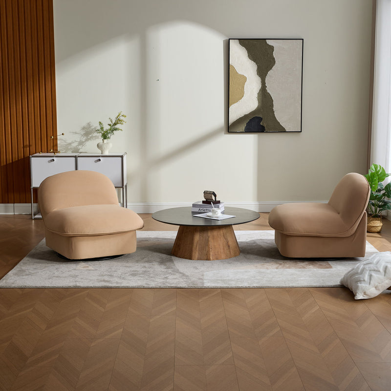 Pumpkin Shaped Swivel Accent Chair, 360 Degree Rotation For Living Room