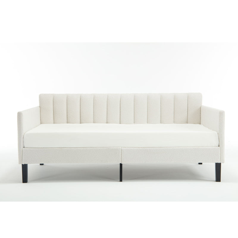 Elena - Boucle Upholstered Daybed, Ribbed Tufted Backrest