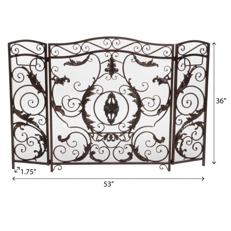 Mariella - Traditional Floral Iron Fireplace Screen With Ornate Design