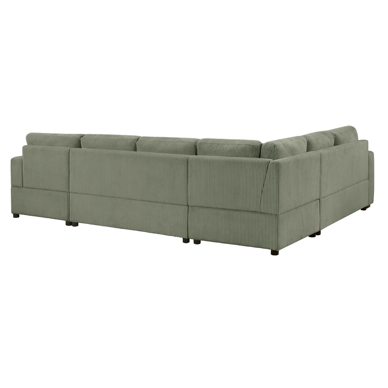 Oversized Sectional U-Shaped Sofa With Chaise Lounge And Three Soft Throw Pillows
