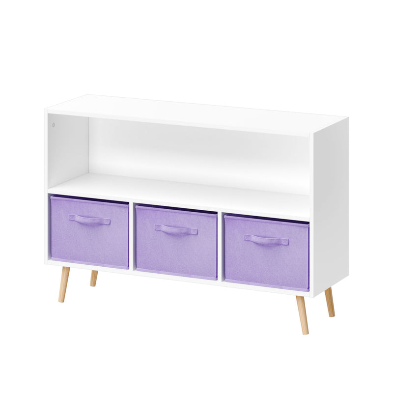 Bookcase With Collapsible Drawers, Book Display Organizer