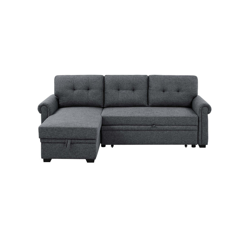 Upholstered Sleeper Sofa With Reversible Storage Chaise - Dark Gray