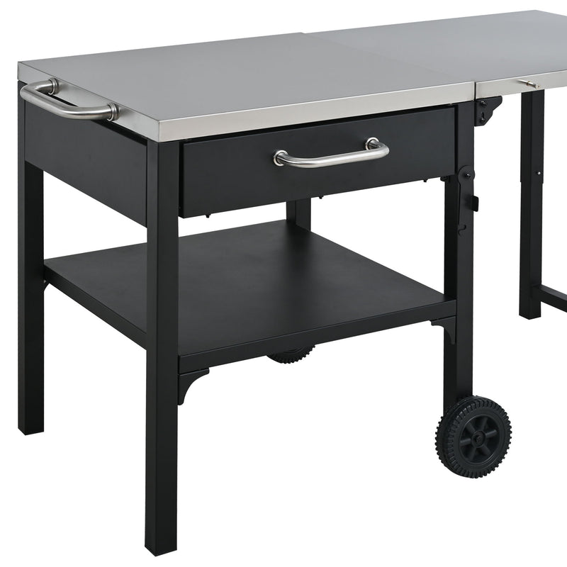 Foldable Outdoor Kitchen Cart With Storage For Patio