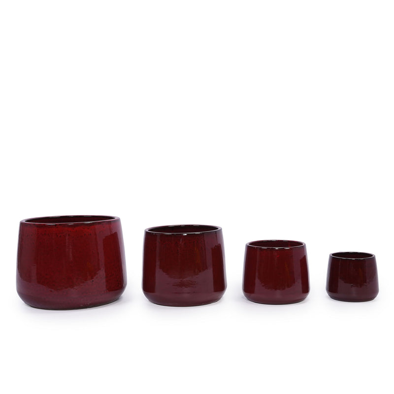 4 Pieces Planter Pot, Indoor Outdoor Flowerpot For Patio, Garden, Or Windowsills - Bean Paste Red