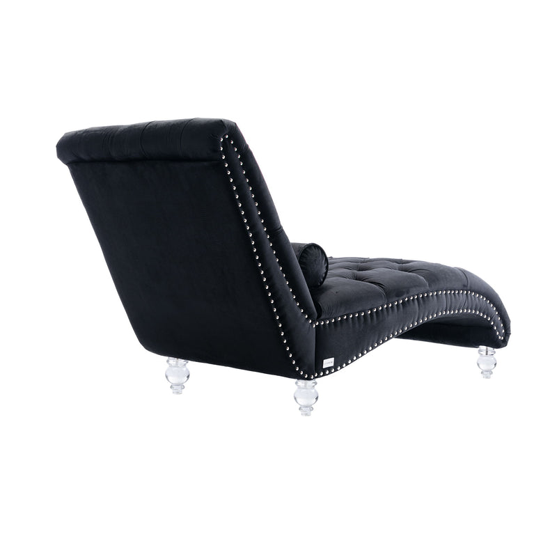 Chaise Lounge Indoor, Button Tufted Upholstered Chaise Lounge Chair With Pillow