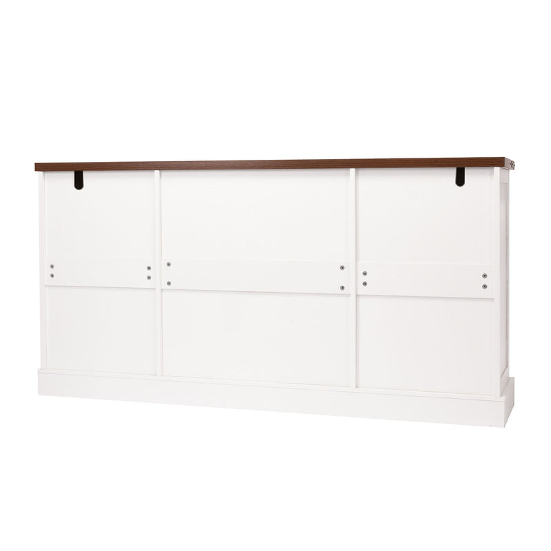 Barn Door Storage Cabinet With 2 Drawers & Door Rack, Adjustable Shelves