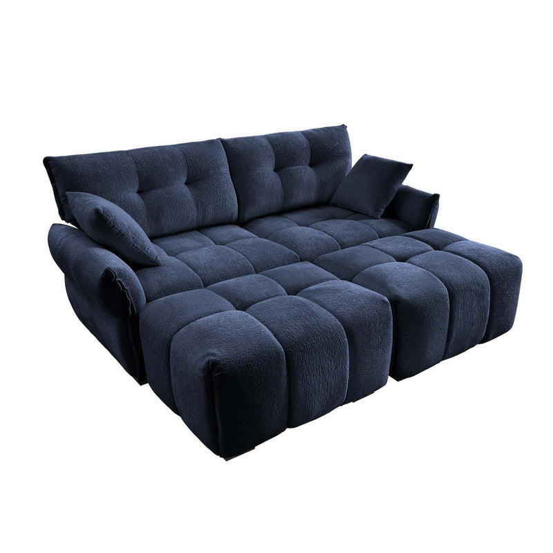 Sofa Set With Ottoman And Pillows, Textured, High Resilience Cushions