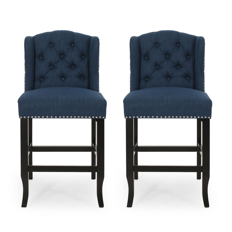 Vienna - Fabric Tufted Counter Stool With Nailhead Accents (Set of 2)