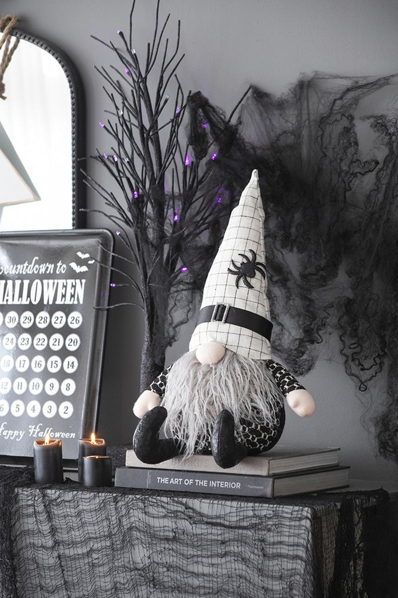 Sitting Gnome With Hat Spider, For Halloween Decor