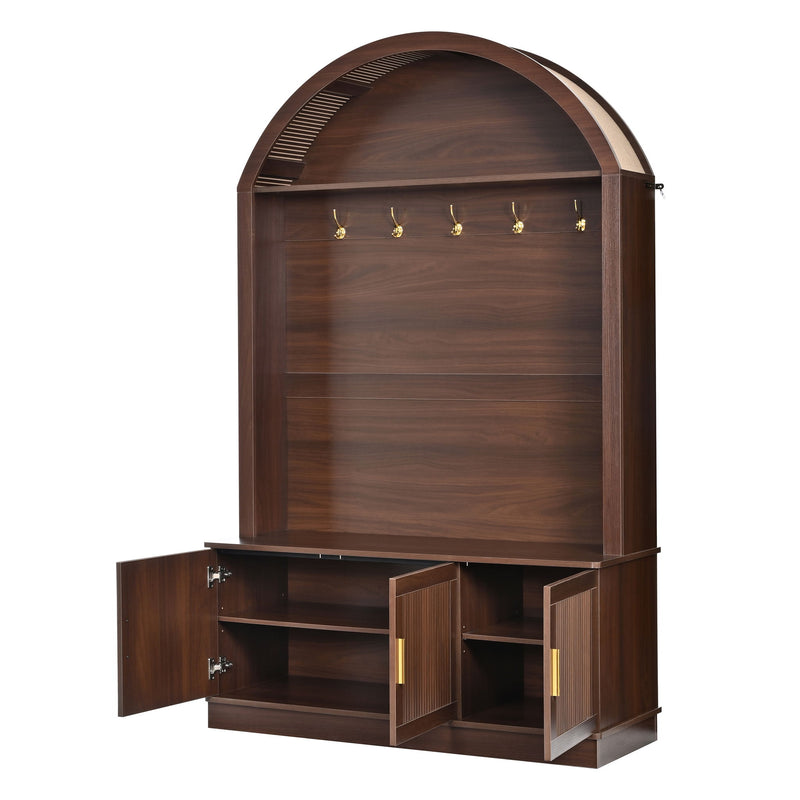 Arched Top Hall Tree With 5 Hooks