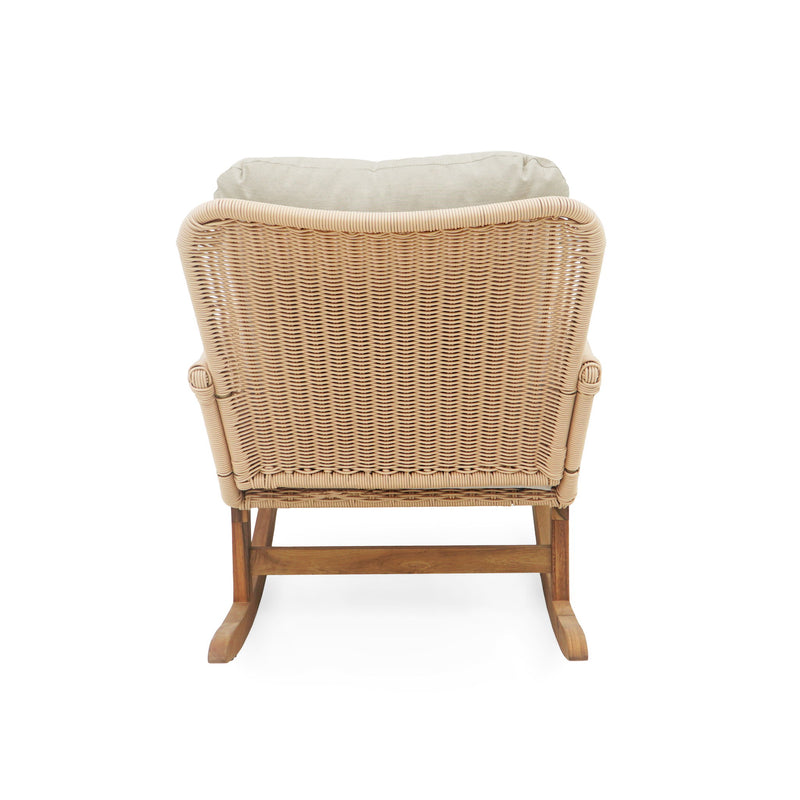 Contemporary Minimalist Wicker Rocking Chair With Soft Cushions And Durable Wooden Frame