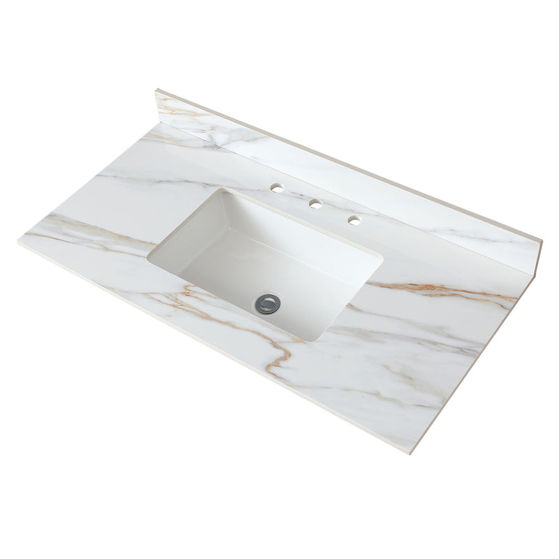 Vanity Top With Undermount Sink And Backsplash, Sintered Stone