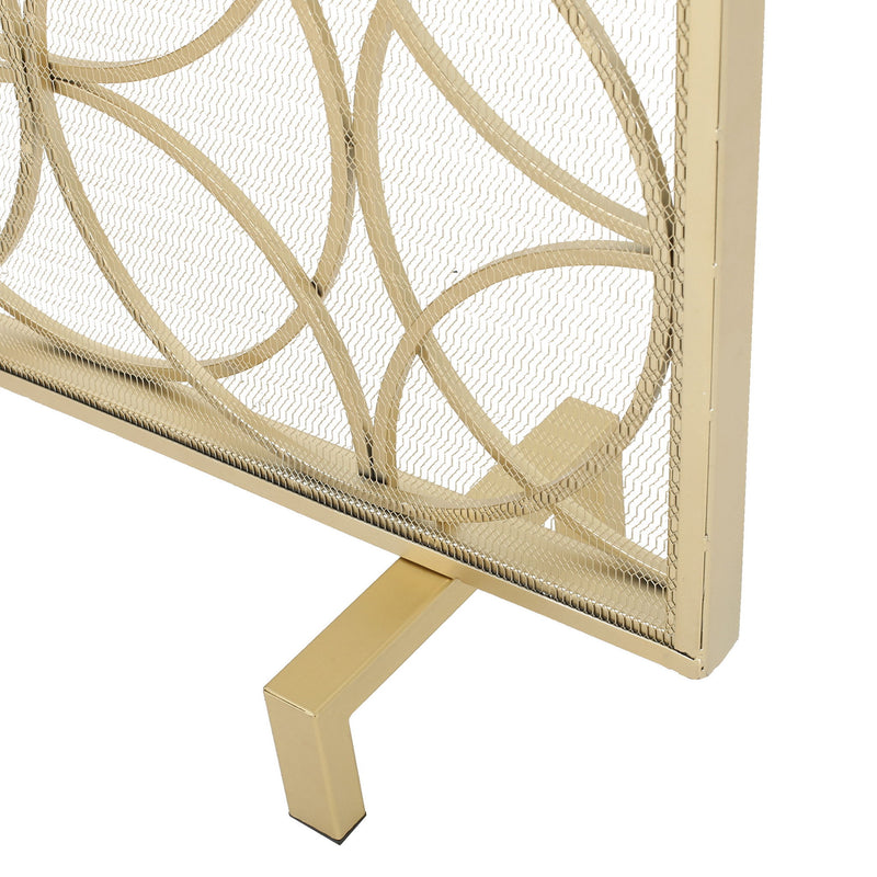 Thayer - Single Panel Iron Fireplace Screen With Geometric Design