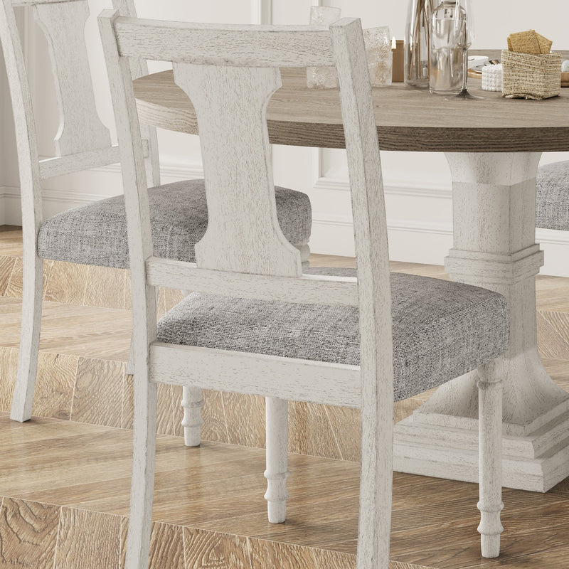 Tannen - Round 5 Piece Dining Table (Set of 5) - White / Gray
