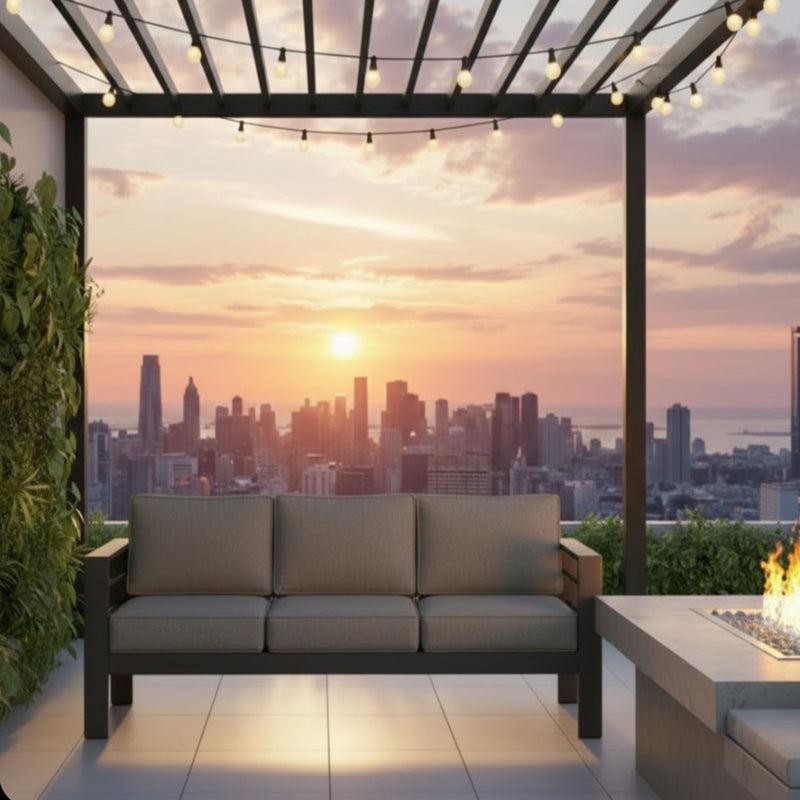 All-Weather Patio Sofa With Cushions, 3 Seat Outdoor Couch