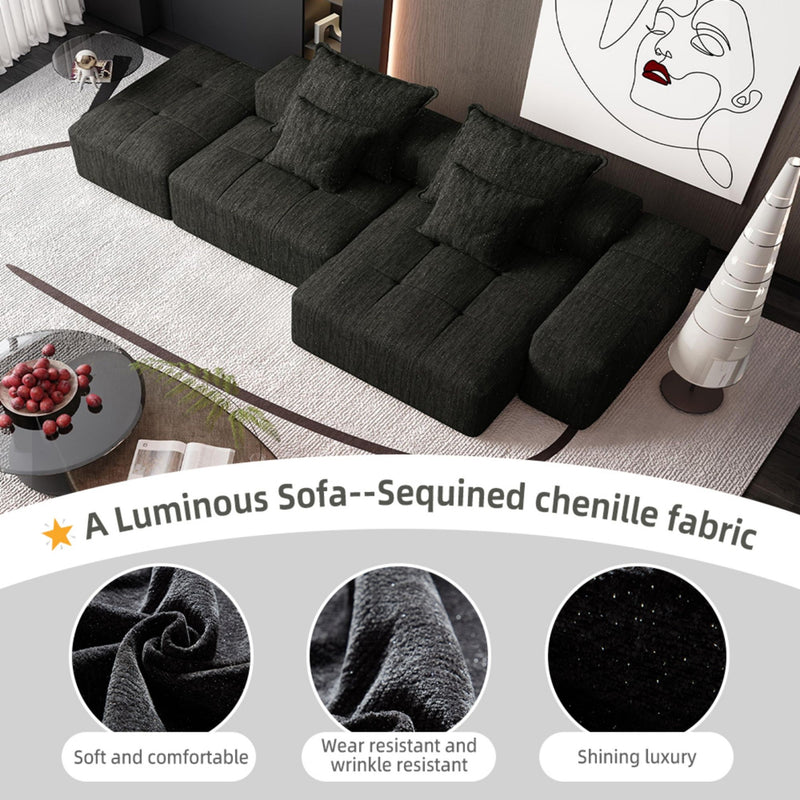 Modern Oversized Diy Combination, Modular Sectional Sofa With Pillows