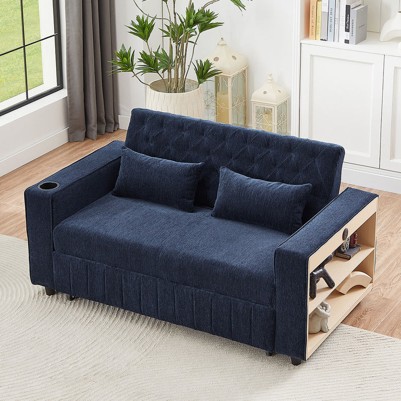 Pull-Out Sofa Bed Convertible Couch With Adjustable Backrest For Living Room