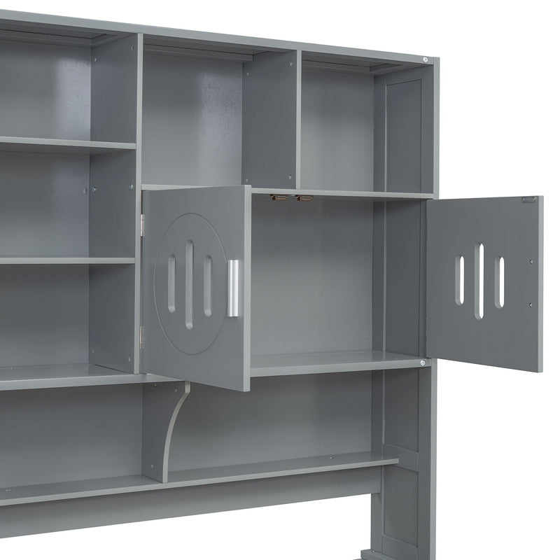 Daybed With All-In-One Cabinet And Shelf