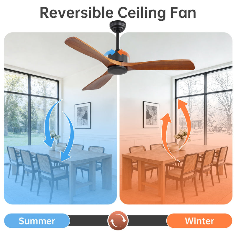 52" All Ceiling Fan With DC Reversible Motor, 3 Blades