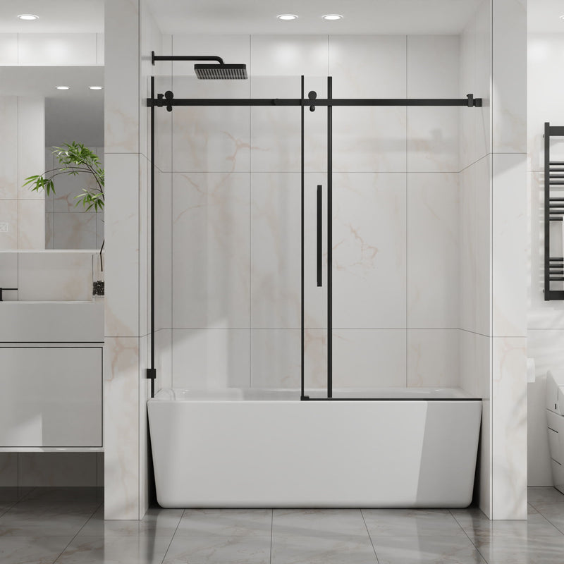 Frameless Tub Sliding Shower Door With Easy Clean Coating
