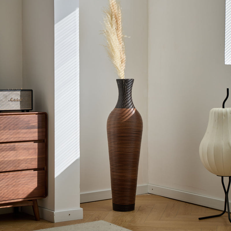 Tall Standing Designer Floor Vases With Elegant 2 Tone Finishes Ideal For Decorating Living Rooms, Bedrooms, Entryways Perfect For Decorating Your Home - Black / Gray