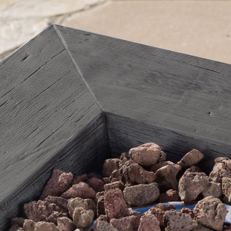 Anchorage - Wood Square Fire Pit 40, 000 Btu - Gray