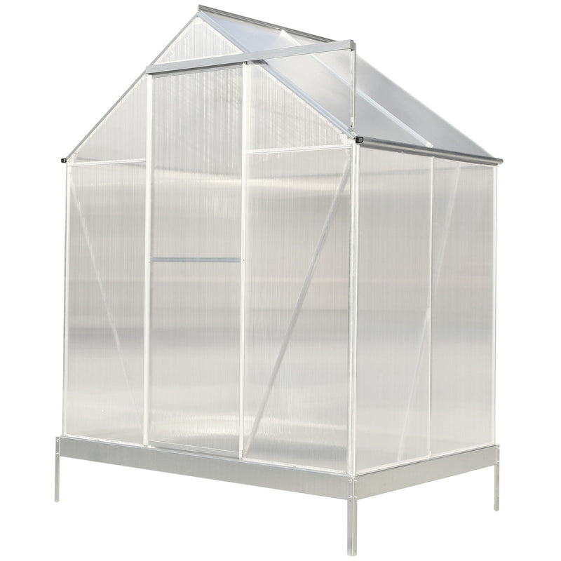 Polycarbonate house, Heavy Duty Outdoor Aluminum Walk-In House Kit With Rain Gutter, Vent And Door For Backyard Garden