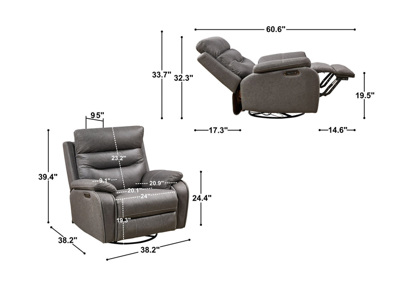 Liyasi - Dual Okin Motor Rocking And 240° Swivel Single Sofa Seat Recliner Chair Infinite Position, Head Rest With Power Function