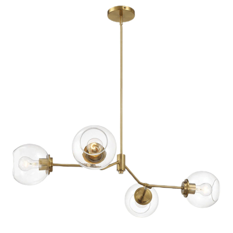 Jewel - 4 Lights Chandelier Ceiling Hanging Light Fixture - Clear / Gold