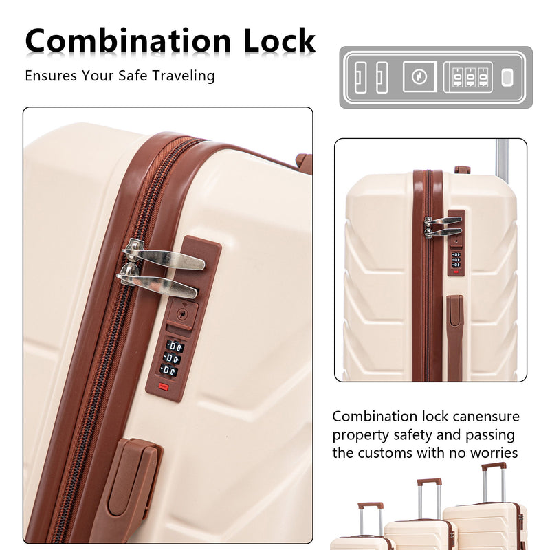 3 Pieces Set 20" / 24" / 28" Spinner Wheel Luggage With Combination Lock