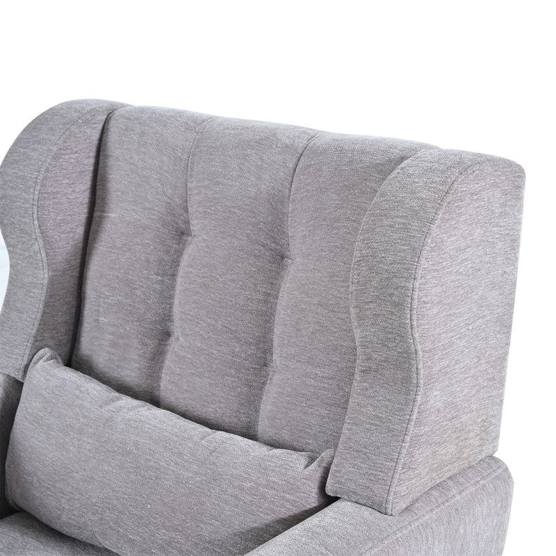 Modern Accent Chair, Arm Chairs For Living Room, Upholstered Mordern Armchair, Comfy Soft Padded Lounge Chair In Small Space, Bedroom, With Pillow, Solid Wood Leg